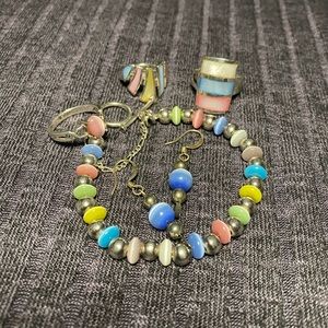 Pastel Cat Eye Set, 3 rings, Silpada bracelet